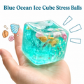 Ocean Glitter Squishy Cube Stress Toy – Stretchy Sensory Fidget Squeeze Ball