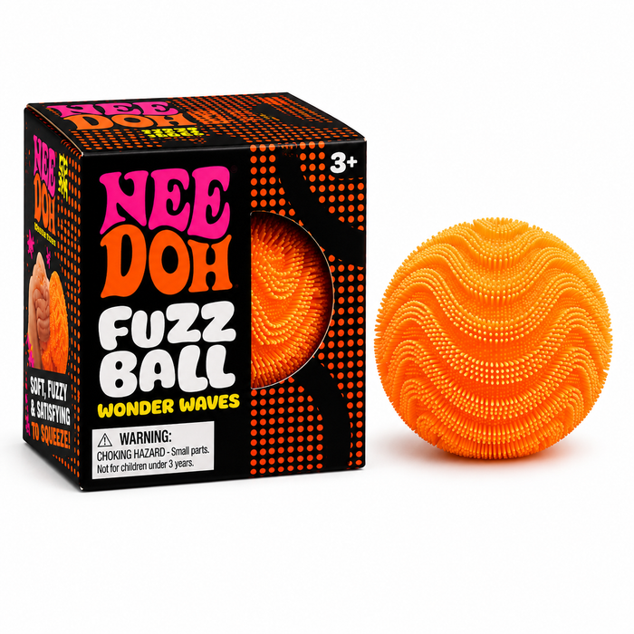Nee Doh Fuzz Ball Wonder Waves Squeeze Toy – Soft Fuzzy Sensory Fidget Stress Ball